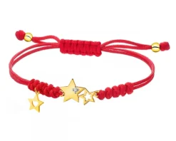 Bransoletka z elementami żółtego złota i diamentem - gwiazdy - 0,005 ct - próba 375