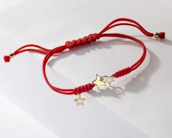 Bransoletka z elementami żółtego złota i diamentem - gwiazdy - 0,005 ct - próba 375