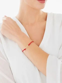 Bransoletka z elementami żółtego złota i diamentem - nieskończoność, litera M, serce - 0,005 ct - próba 375