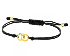 Bransoletka z elementami żółtego złota i diamentem - 0,004 ct - próba 375