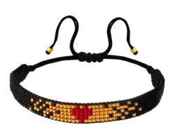 Bransoletka z elementami z żółtego złota i koralikami - serce