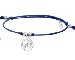 Bransoletka z elementami srebra - samolot, kula ziemska