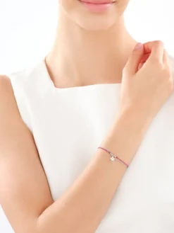 Bransoletka z elementami srebra i cyrkoniami - koniczyna