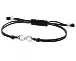 Bransoletka z elementami białego złota i diamentem - nieskończoność - 0,004 ct - próba 375