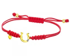 Bransoletka z elementami żółtego złota i diamentem - 0,004 ct - próba 375