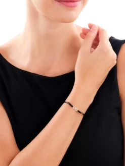 Bransoletka z elementami żółtego złota z diamentami - nieskończoność - 0,08 ct - próba 375