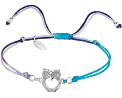 Bransoletka z elementami srebra i cyrkoniami z efektem Tie Dye - sowa