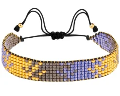 Bransoletka z elementami z żółtego złota i koralikami