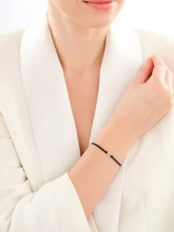 Bransoletka z elementami różowego złota i diamentem - serce - 0,004 ct - próba 375