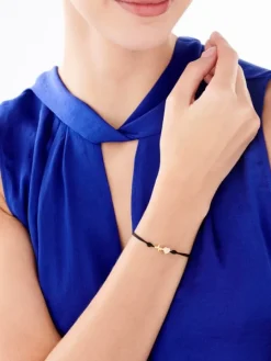 Bransoletka z elementami srebra i cyrkoniami - EKG serca, serce