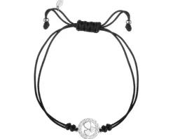 Bransoletka z elementami srebra i cyrkoniami - serca, koło