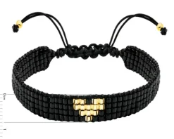 Bransoletka z elementami z żółtego złota i koralikami - serce