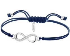 Bransoletka z elementami srebra i cyrkoniami - nieskończoność