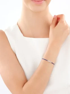 Bransoletka z elementami srebra i cyrkoniami - nieskończoność