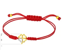 Bransoletka z elementami żółtego złota i diamentem - koniczyna - 0,006 ct - próba 375