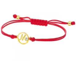 Bransoletka z elementami żółtego złota i diamentem - litera M - 0,003 ct - próba 375