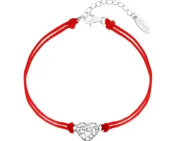 Bransoletka z elementami srebra i cyrkoniami - serce, drzewko