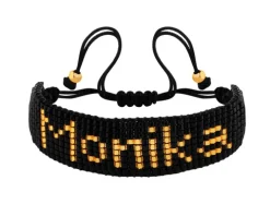 Bransoletka z elementami z żółtego złota i koralikami - Monika