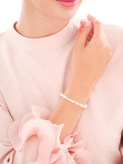 Bransoletka z elementami z żółtego złota - perły