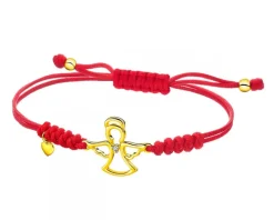 Bransoletka z elementami żółtego złota i diamentem - aniołek, serce - 0,004 ct - próba 375