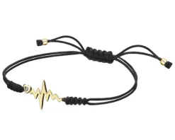 Bransoletka z elementami żółtego złota i diamentem - EKG serca - 0,005 ct - próba 375