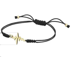 Bransoletka z elementami żółtego złota i diamentem - EKG serca - 0,005 ct - próba 375