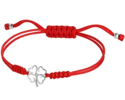 Bransoletka z elementami białego złota z brylantem - koniczyna - 0,008 ct - próba 585