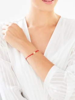 Bransoletka z elementami z żółtego złota z diamentem - serce, kluczyk, kłódka - 0,003 ct - próba 375