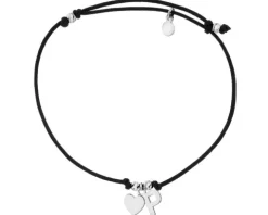 Bransoletka z elementami srebra - litera P, serce