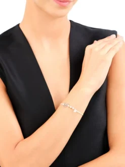 Bransoletka z elementami srebra i szlifowanym szkłem - motyl, serce