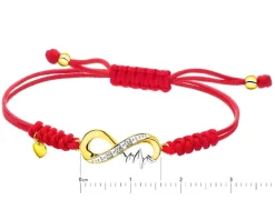 Bransoletka z elementami żółtego złota z diamentami - nieskończoność, serce, EKG serca - 0,01 ct - próba 375