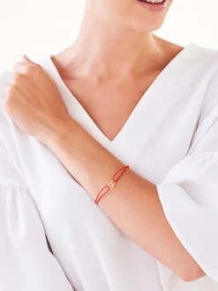 Bransoletka z elementami z żółtego złota z cyrkoniami - serce