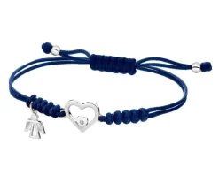 Bransoletka z elementami białego złota i diamentem - aniołek, serce - 0,003 ct - próba 585