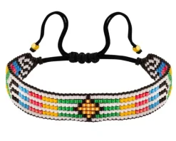 Bransoletka z elementami z żółtego złota i koralikami