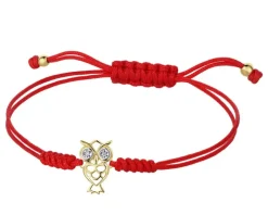 Bransoletka z elementami żółtego złota i diamentami - sowa - 0,006 ct - próba 375