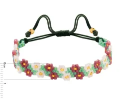 Bransoletka z elementami z żółtego złota i koralikami - kwiaty