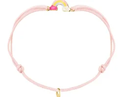 Bransoletka z emalią i  elementami z żółtego złota - tęcza, chmurki