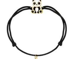 Bransoletka z emalią i  elementami z żółtego złota - miś panda