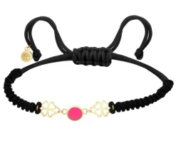 Bransoletka z emalią i elementami  z żółtego złota - koniczyny