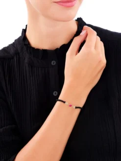 Bransoletka z emalią i elementami  z żółtego złota - koniczyny