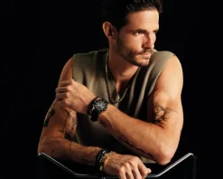 Bransoletka z mosiądzu pozłacana z agatami i sodalitami