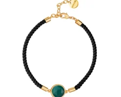 Bransoletka z mosiądzu pozłacana z malachitem