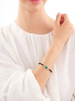 Bransoletka z mosiądzu pozłacana z malachitem