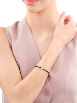 Bransoletka z mosiądzu pozłacana z agatami - serce