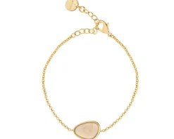 Bransoletka z mosiądzu pozłacana z agatem