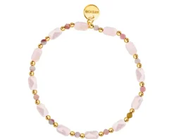 Bransoletka z mosiądzu pozłacana z turmalinami i szklanymi detalami