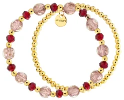 Bransoletka z mosiądzu pozłacana ze szklanymi detalami