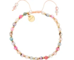 Bransoletka z mosiądzu pozłacana z agatami