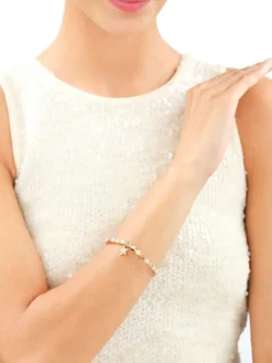 Bransoletka z mosiądzu pozłacana z opalami i cyrkoniami - gwiazda