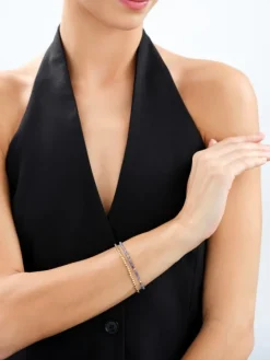 Bransoletka z mosiądzu pozłacana z kordierytami